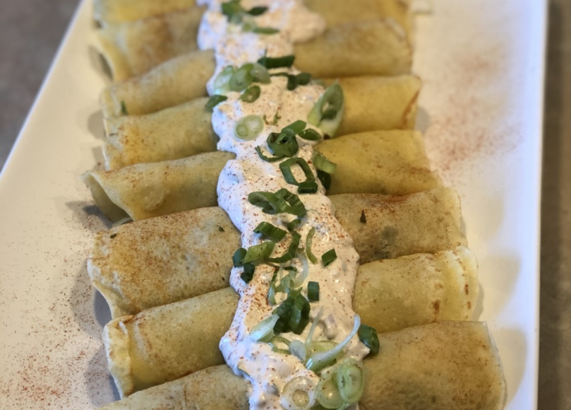 Cornmeal Crepes with Chicken and Asparagus